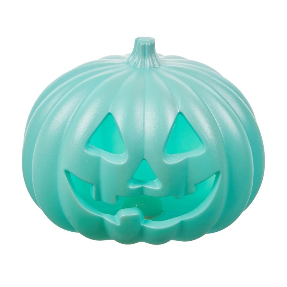 NEW Halloween LED Jack O Lantern Pumpkin Blow Mold Battery Powered Mint Teal